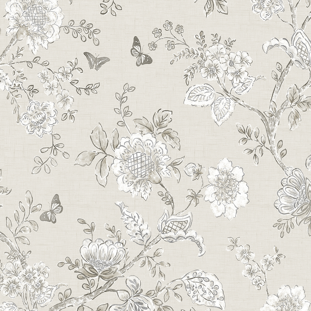 Patton Wallcoverings FH37541 Farmhouse Living Butterfly Toile Wallpaper
